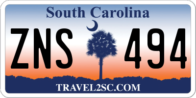 SC license plate ZNS494