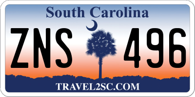 SC license plate ZNS496