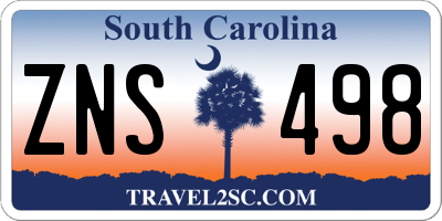 SC license plate ZNS498