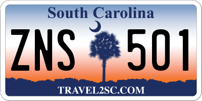 SC license plate ZNS501