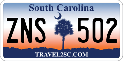 SC license plate ZNS502