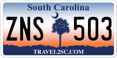 SC license plate ZNS503