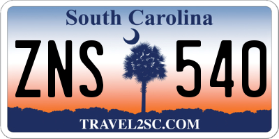 SC license plate ZNS540