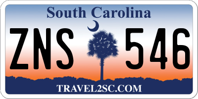 SC license plate ZNS546