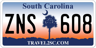 SC license plate ZNS608