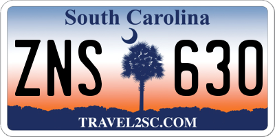 SC license plate ZNS630