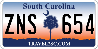 SC license plate ZNS654