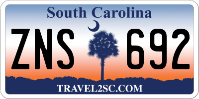SC license plate ZNS692