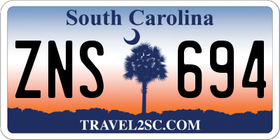 SC license plate ZNS694
