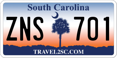 SC license plate ZNS701