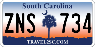 SC license plate ZNS734
