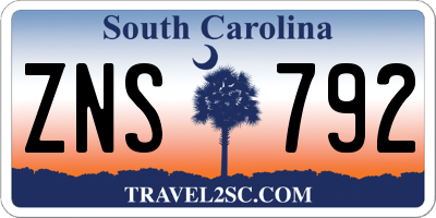 SC license plate ZNS792
