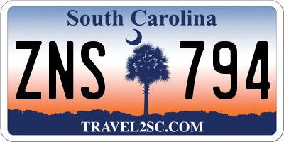 SC license plate ZNS794