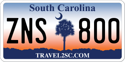 SC license plate ZNS800