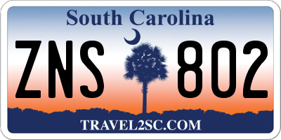 SC license plate ZNS802