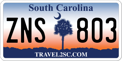 SC license plate ZNS803