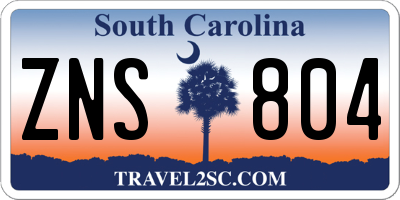 SC license plate ZNS804