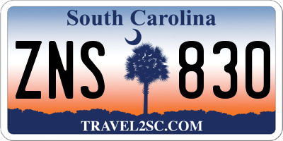 SC license plate ZNS830