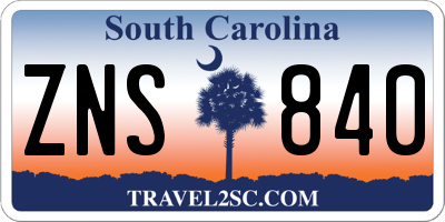 SC license plate ZNS840