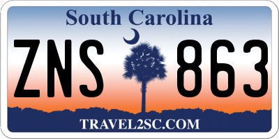 SC license plate ZNS863
