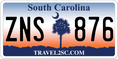 SC license plate ZNS876