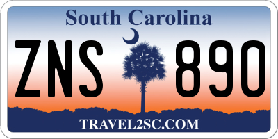 SC license plate ZNS890