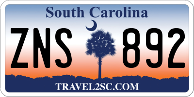 SC license plate ZNS892