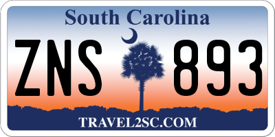 SC license plate ZNS893