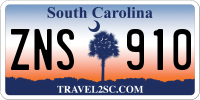 SC license plate ZNS910