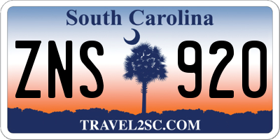 SC license plate ZNS920