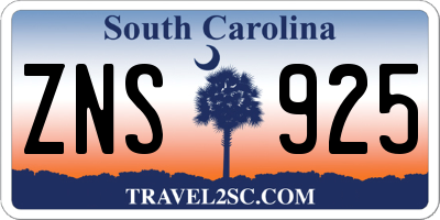 SC license plate ZNS925
