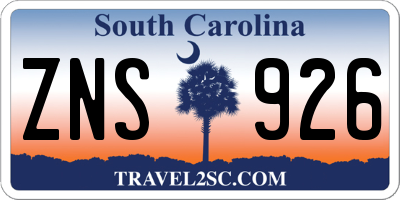 SC license plate ZNS926