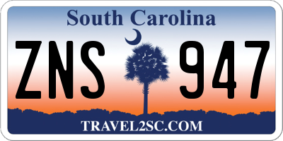 SC license plate ZNS947
