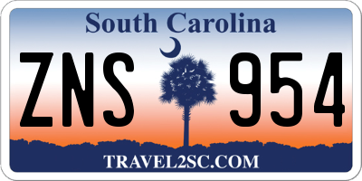 SC license plate ZNS954