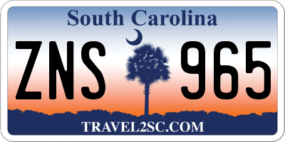 SC license plate ZNS965