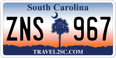 SC license plate ZNS967