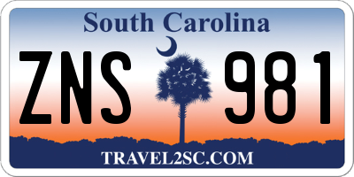 SC license plate ZNS981