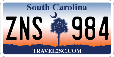 SC license plate ZNS984