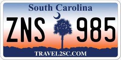 SC license plate ZNS985