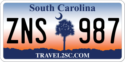 SC license plate ZNS987