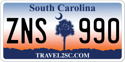 SC license plate ZNS990
