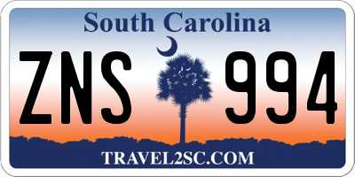 SC license plate ZNS994