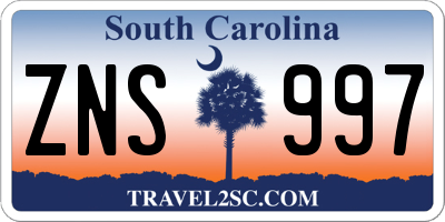 SC license plate ZNS997