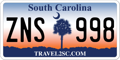 SC license plate ZNS998