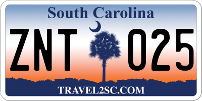 SC license plate ZNT025