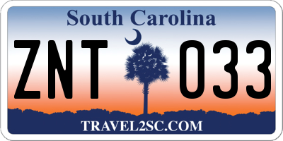 SC license plate ZNT033