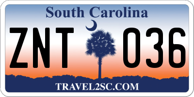 SC license plate ZNT036