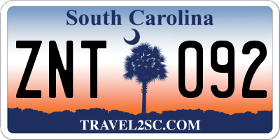 SC license plate ZNT092