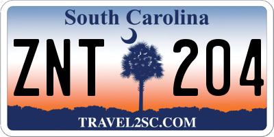 SC license plate ZNT204