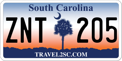 SC license plate ZNT205